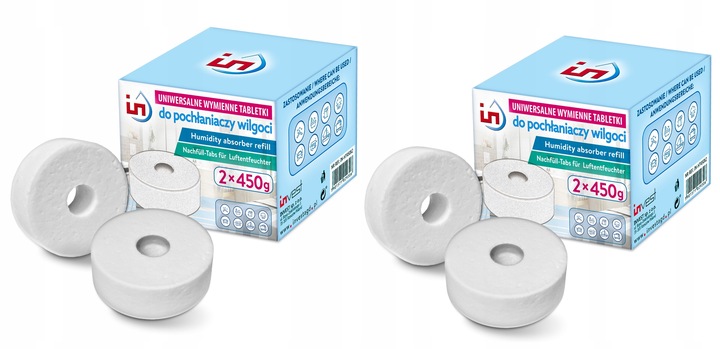 4X UNIWERSALNA TABLETKA INVEST DO POCHŁANIACZA WILGOCI ZAPAS 450G
