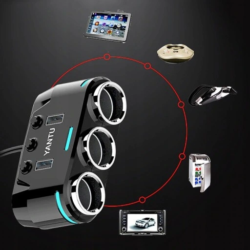 ROZDZIELACZ GNIAZDA ZAPALNICZKI 12V/24V ŁADOWARKA 3.1A + WOLTOMIERZ