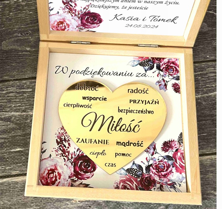 Podziękowania dla Rodziców Dziadków Chrzestnych ślub wesele ZŁOTE NAPISY 3D