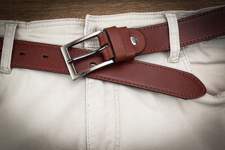 GRACIO pasek skóra męski 120 brązowy GARNITUROWY