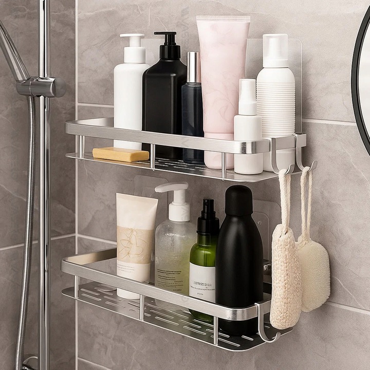 2x PÓŁKA POD PRYSZNIC wisząca samoprzylepna ścienna do łazienki prysznic