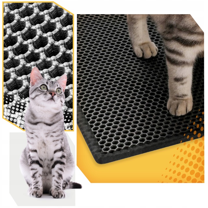 Mata pod KUWETĘ dla kota Dwuwarstwowa PODKŁADKA wycieraczka czarna XXL