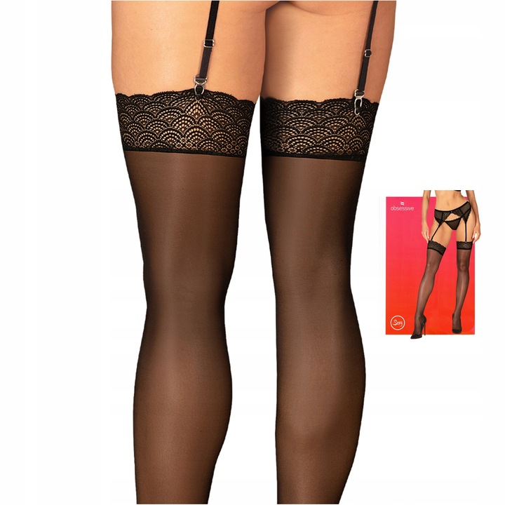 Pończochy do pasa z koronką OBSESSIVE Chemeris XS/S