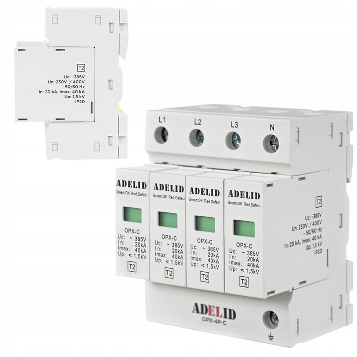 OGRANICZNIK OCHRONNIK PRZEPIĘĆ PRZEPIĘCIOWY C T2 4P 3-FAZ