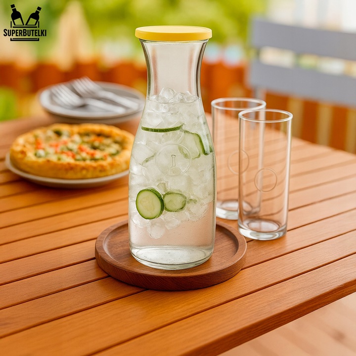 5x SZKLANA KARAFKA 1L DZBANEK NA WODĘ SOKI LEMONIADĘ NAPOJE DO WODY WINA