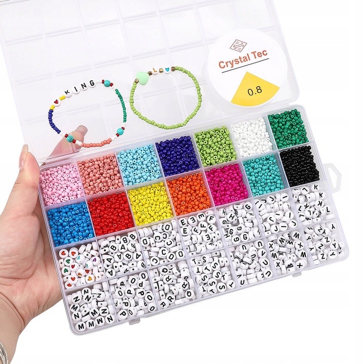 Zestaw do Robienia Tworzenia Bransoletek Koraliki Literki Akcesoria 4200 el