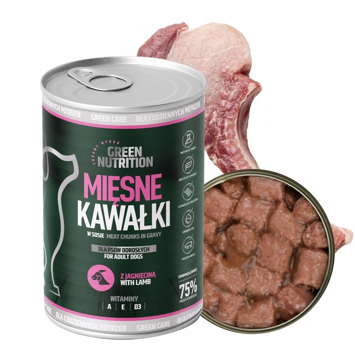 MOKRA KARMA DLA PSA GREEN NUTRITION 9,96KG KAWAŁKI MIĘSNE MIX SMAKÓW | x24