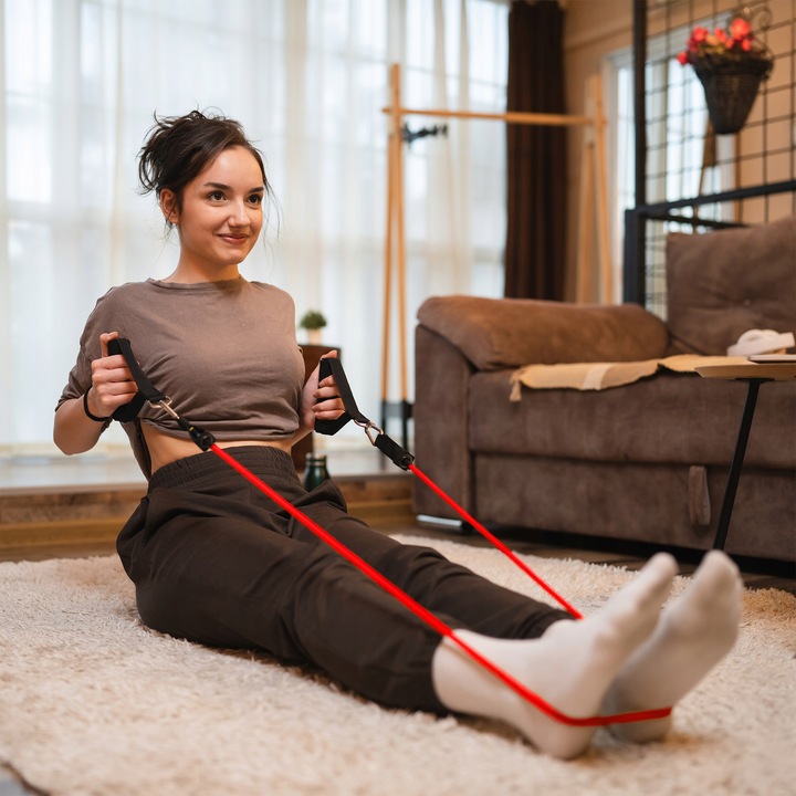 Gumy oporowe ekspandery zestaw do ćwiczeń rehabilitacji 80kg uchwyt