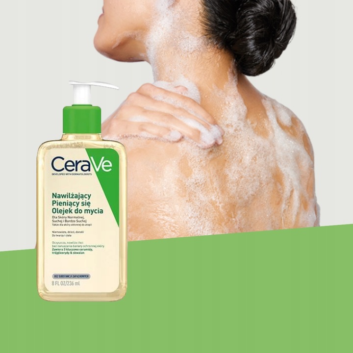 CeraVe Olejek Nawilżający Pieniący Się Do Mycia Twarzy Ciała 236ml + GRATIS
