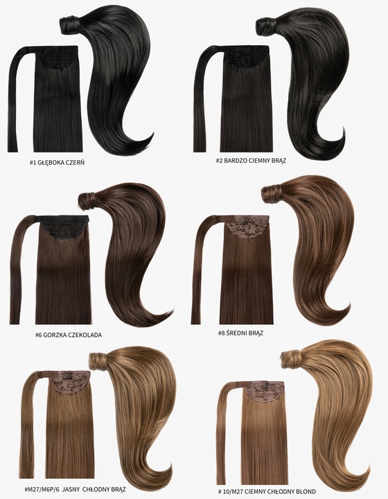 DOCZEPIANY KUCYK 50cm TRESKA ogon koński dopinka kitka 17 KOLORÓW doczepy