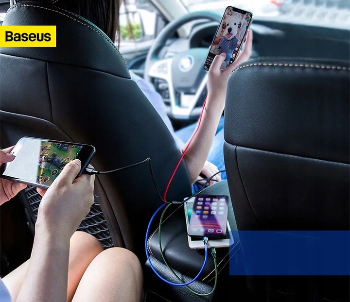 BASEUS SZYBKI MOCNY KABEL PRZEWÓD USB 4W1 2XUSB-C LIGHTNING MICRO QC 1.2M