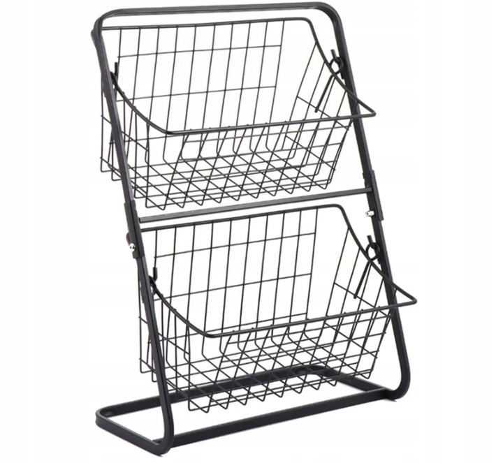 Koszyk Piętrowy Dwupoziomowy na Owoce Warzywa Czarny Organizer do