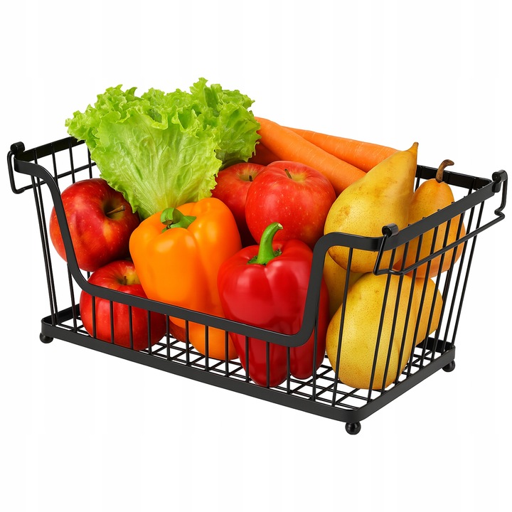KOSZ NA OWOCE Koszyk na Warzywa Stojak Piętrowy Czarny do Piętrowania