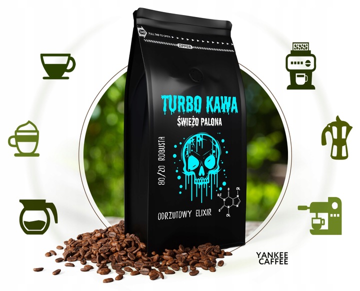 TURBO Kawa ziarnista Do ekspresu 1kg 80/20 Robusta/Arabica ODRZUTOWY