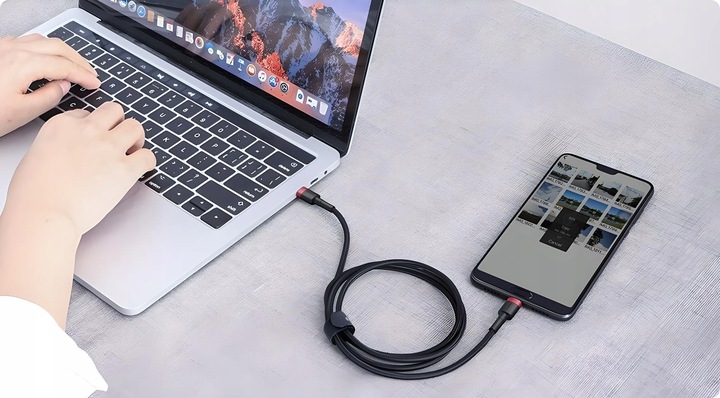 BASEUS MOCNY KABEL USB-C SZYBKIE ŁADOWANIE TYP-C TYPE-C PD 60W QC 3.0 1M