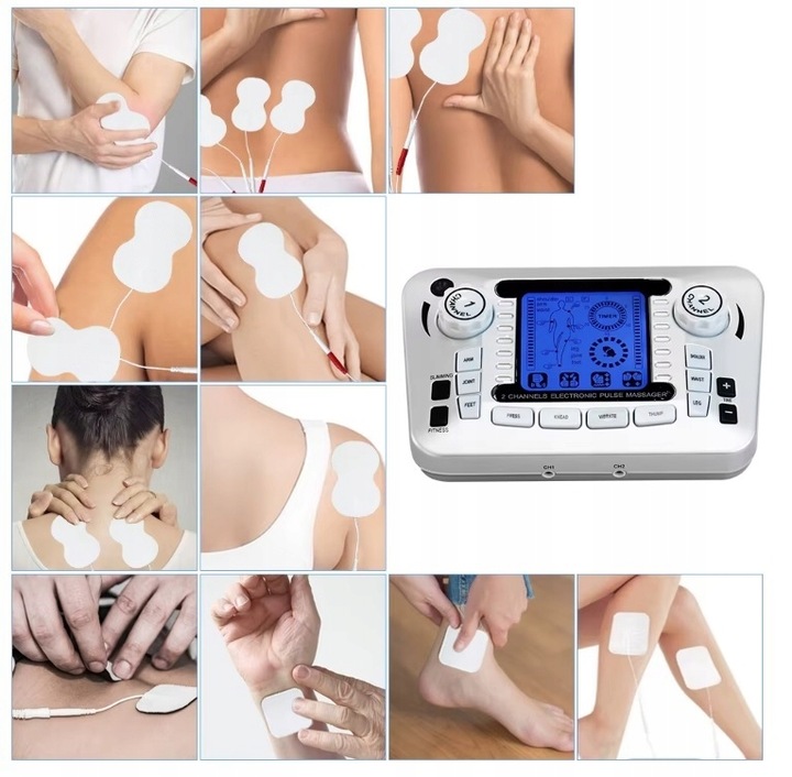 ELEKTROSTYMULATOR TENS EMS ELEKTRODY 3 RODZAJE + BAT