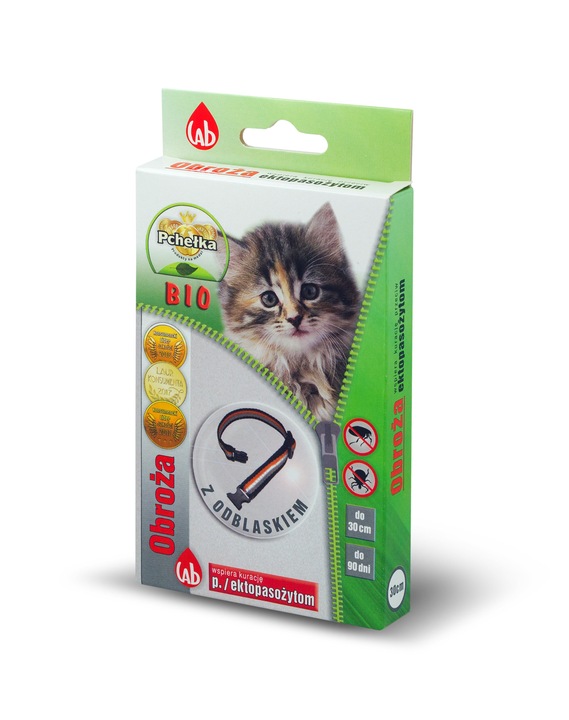 Pchełka BIO Obroża dla kotów na pchły i kleszcze 30cm (odblaskowa)