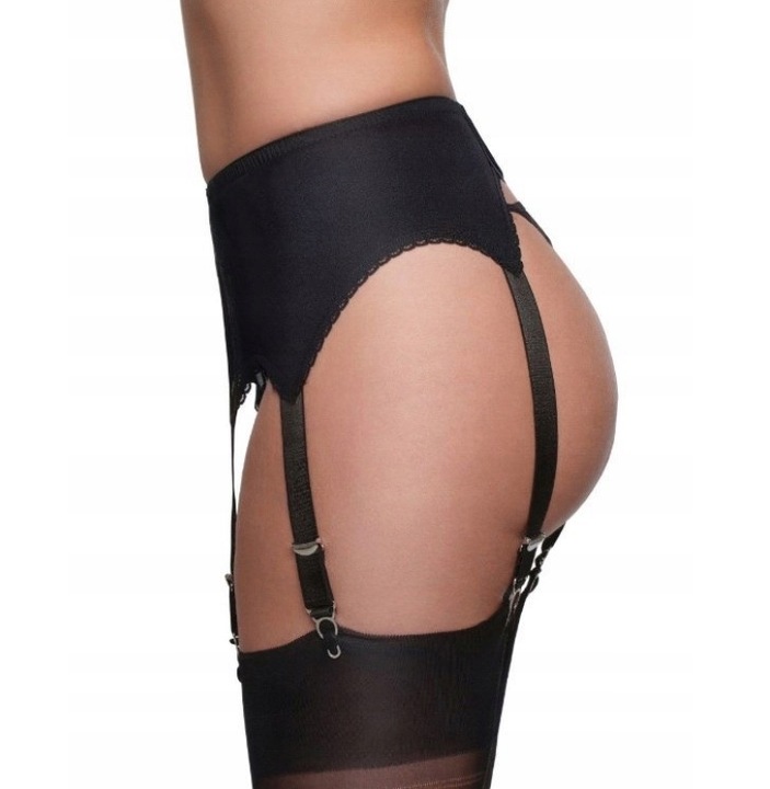 Pas do Pończoch Nylonowych Czarny Charmzi Nicole Vintage Retro S/M