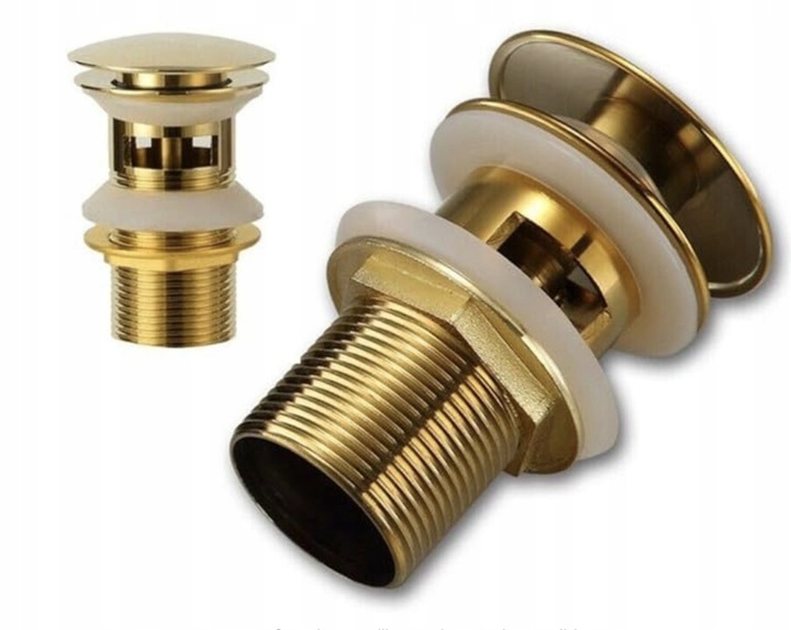 Korek do umywalki Złoty Automatyczny Umywalkowy Klik-Klak z Przelewem