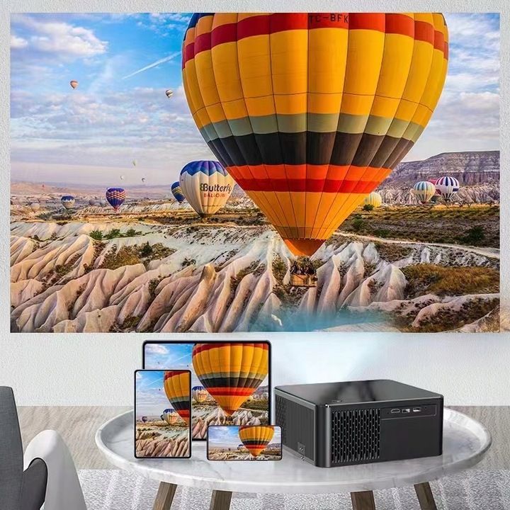 PRZENOŚNY PROJEKTOR RZUTNIK GŁOŚNIK MaxSHOW ANDROID SMART TV WIFI FULLHD 4K