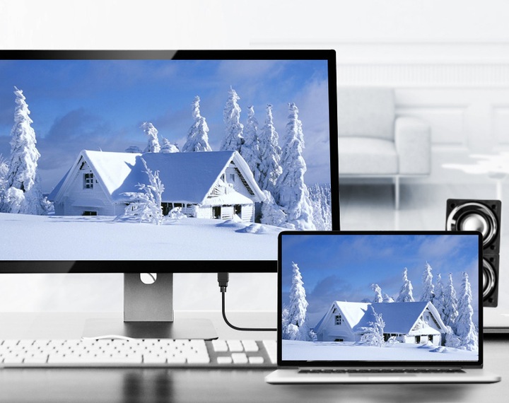 KABEL PRZEWÓD DISPLAYPORT USB-C TYP THUNDERBOLT MACBOOK PLECIONKA 8K 4K 2M