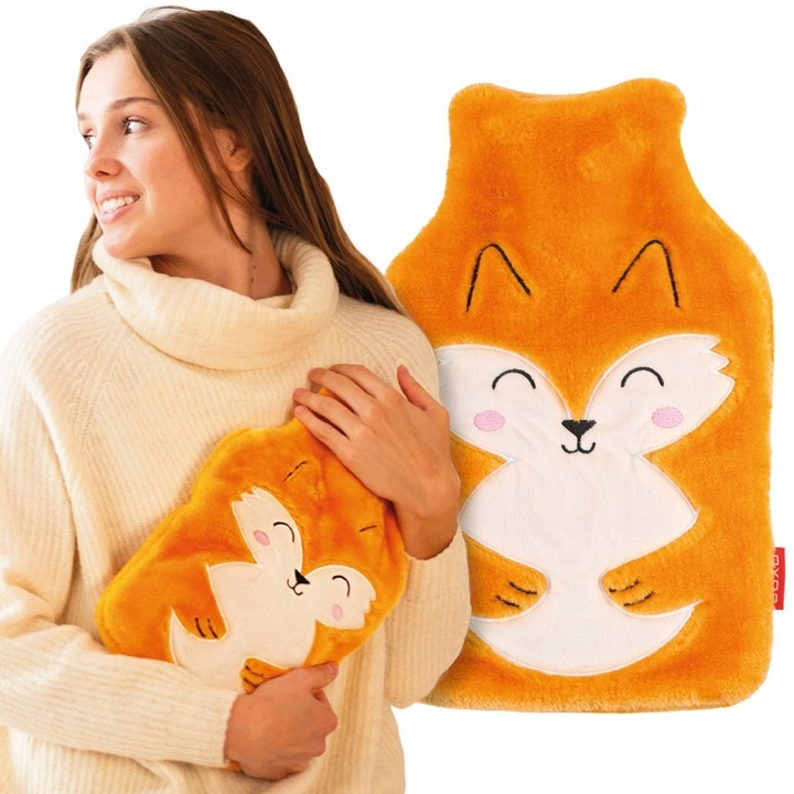 SOXO termofor pluszowy lisek 1,8L duży na wodę gumowy prezent na urodziny