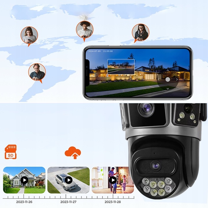 PODWÓJNA KAMERA 2X5MP 5GHz ZOOM ZEWNĘTRZNA OBROTOWA IP WIFI ALARM DETEKCJA