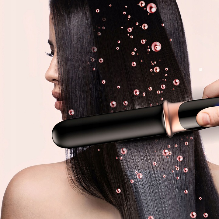 PROSTOWNICA DO WŁOSÓW CERAMICZNA EKRAN LCD 2W1 LOKÓWKA LEKKA CZARNA