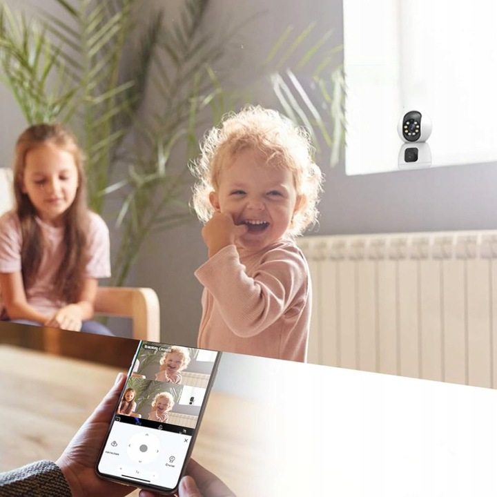 KAMERA MONITORUJĄCA BIAŁA 2,4G WIFI PTZ + 2 OBIEKTYWY 2MP