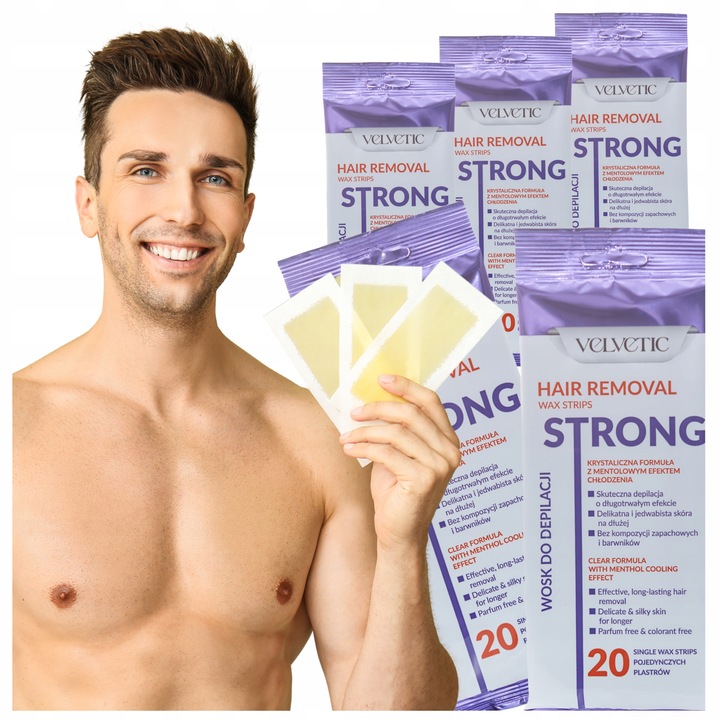 WOSK DO DEPILACJI DLA MĘŻCZYZN VELVETIC STRONG FOR MEN ZESTAW 100 SZTUK