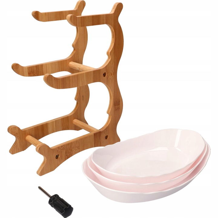 PATERA 3 PIĘTROWA KOSZ NA OWOCE WARZYWA STOJAK BAMBUSOWY TACA DUŻA