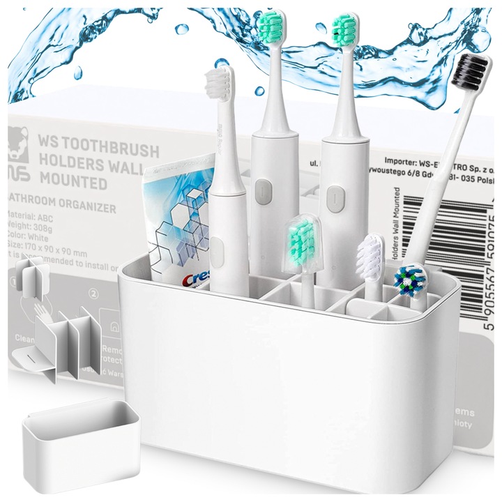 Uchwyt na szczoteczki do zębów Organizer Łazienkowy Pojemnik Wieszak Kubek