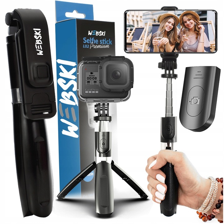 SELFIE-STICK KIJEK DO TELEFONU KAMER GOPRO STATYW SKŁADANY TRIPOD WEBSKI