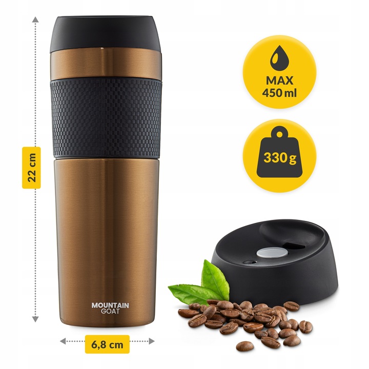 KUBEK TERMICZNY TERMOS GORĄCE NAPOJE DO 12H-24H KAWA HERBATA SZCZELNY 450ml