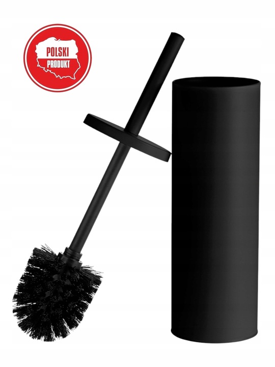 SZCZOTKA TOALETOWA WC STOJĄCA STALOWA CZARNA ZAMYKANA