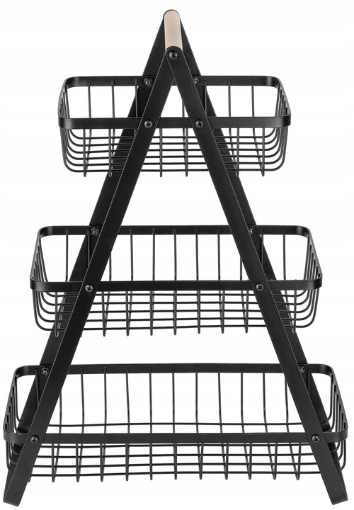 Koszyk TRZYPOZIOMOWY 3 piętrowy na owoce warzywa metalowy czarny Z