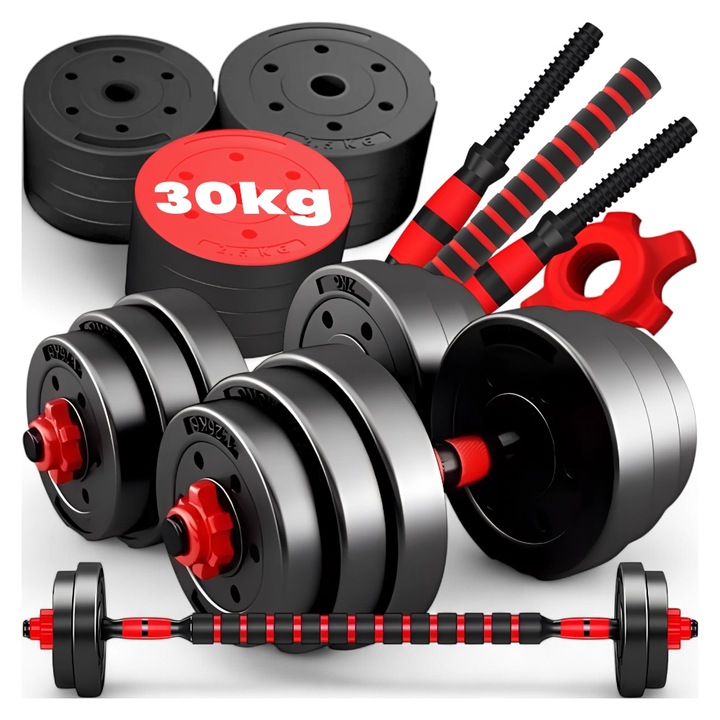 ZESTAW HANTLI BITUMICZNYCH REGULOWANYCH MEGA 2x15 kg trening siłowy