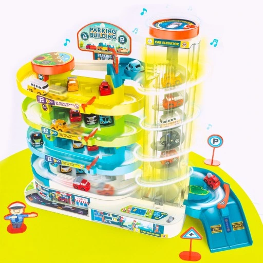 PARKING GARAŻ SAMOCHODOWY Z WINDĄ ZE ŚWIATŁEM I DŹWIĘKIEM AUTA ZAKRĘCONY