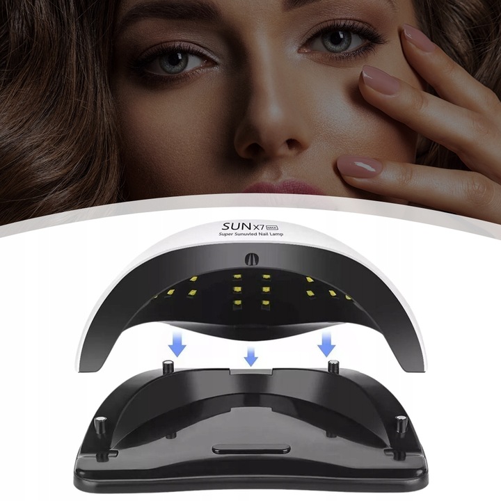 LAMPA UV DO PAZNOKCI LED 180W DO HYBRYD ŻELI MOCNA SUN X7 MAX BIAŁA LCD