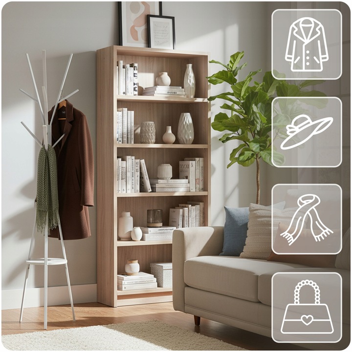 WIESZAK NA ODZIEŻ UBRANIA KURTKI STOJĄCY PODŁOGOWY PÓŁKA BIAŁY STOJAK