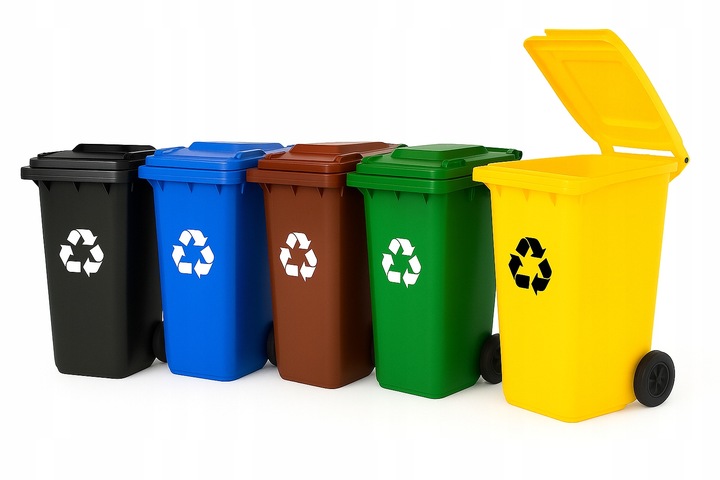 Pojemnik na Śmieci 240l Kosz Odpady Kubeł do Segregacji Mocny Czarny