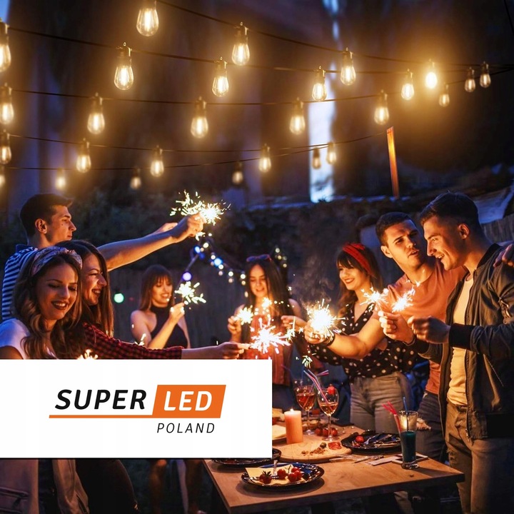 Girlanda ogrodowa Zewnętrzna Łańcuch Świetlny 10m + 10x żarówka LED E27