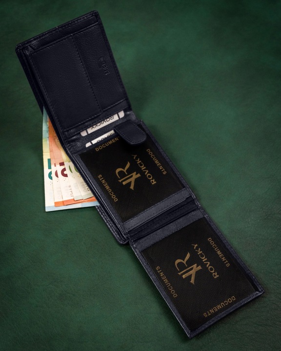 ROVICKY portfel skórzany męski poziomy zapinany RFID na prezent