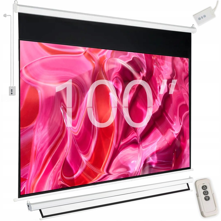 EKRAN PROJEKCYJNY ŚCIENNY RZUTNIKA ELEKTRYCZNY AUTOMATYCZNY PILOT 100
