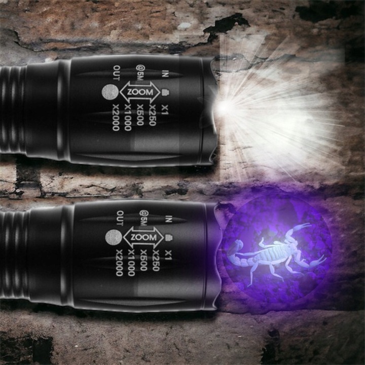 MOCNA LATARKA LED ZOOM + UV DO BURSZTYNÓW