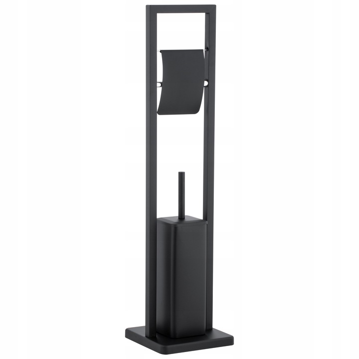 Stojak na papier toaletowy z uchwytem i szczotką do wc czarny loft YOKA