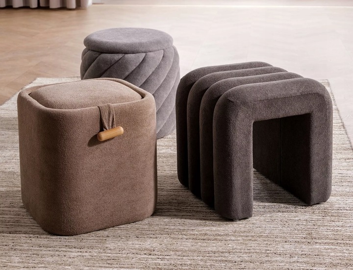 Pufa ze Schowkiem do Salonu Jasny Szary Puf Tapicerowany PELARO SIGNAL