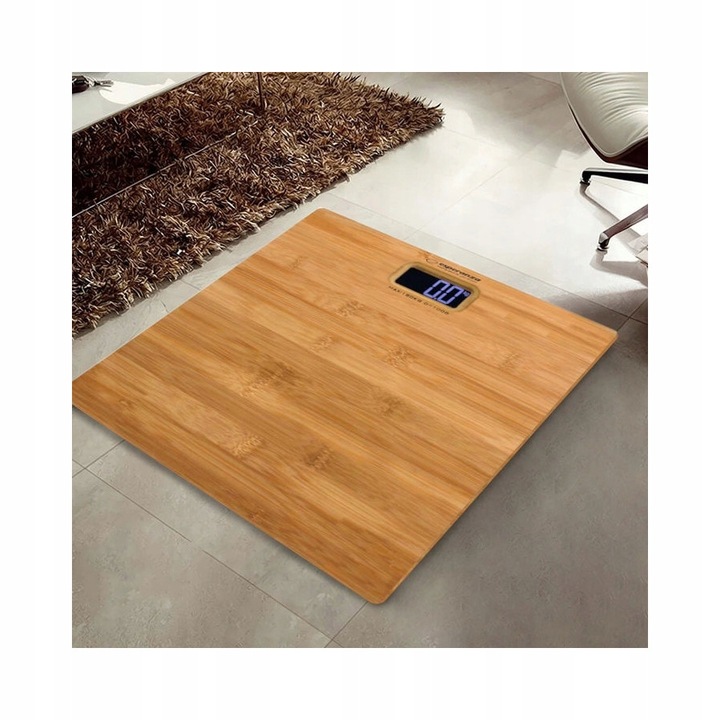 WAGA BAMBUSOWA ELEKTRONICZNA ŁAZIENKOWA do 180 kg LCD CYFROWA CZUJNIKI