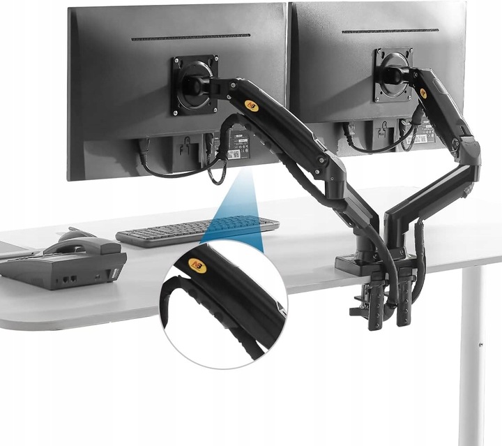 UCHWYT BIURKOWY SPRĘŻYNA GAZOWA 2 MONITORY 17-27'