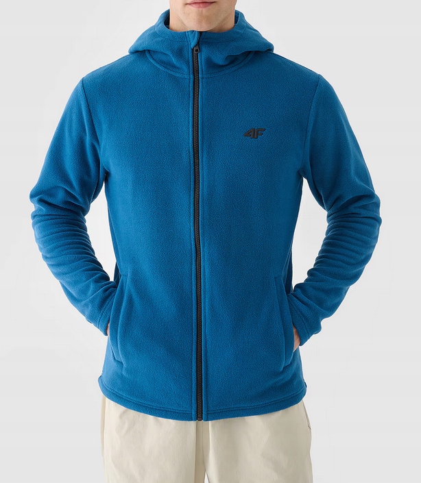 4F POLAR BLUZA POLAROWA Z KAPTUREM ROZPINANA NIEBIESKA M290 r. M